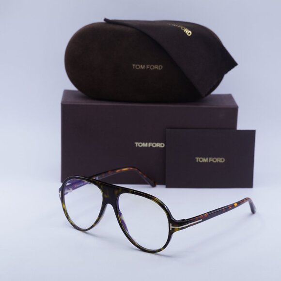 Tom Ford FT5012-B 052 Aviator Eyeglasses - Dark Havana 53mm - Picture 1 of 10